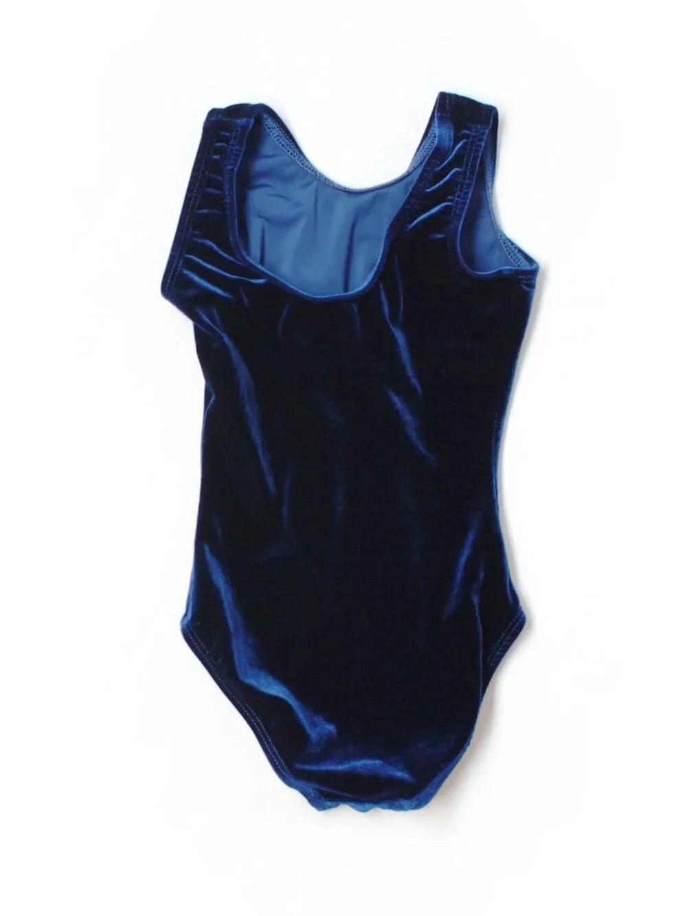 Girl Perfect Balance Child Solid Navy Blue Velour Gymnastic Leotard Size 4/5